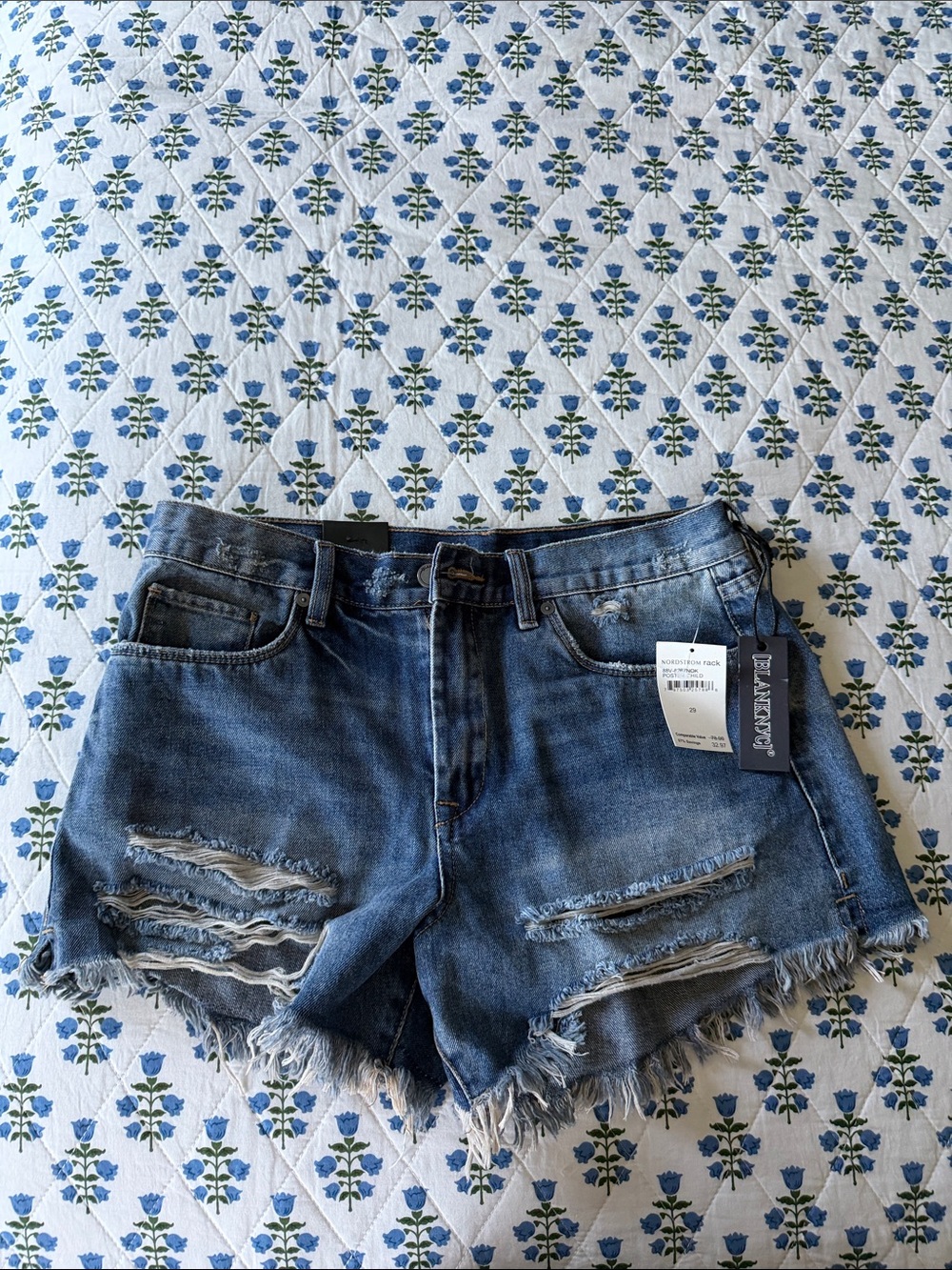 Blank NYC Distressed Blue Denim Cutoff Shorts
